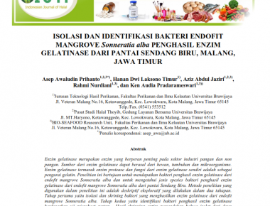 Isolasi dan Identifikasi Bakteri Endofit Mangrove Sonneratia alba Penghasil Enzim Gelatinase dari Pantai Sendang Biru, Malang, Jawa Timur