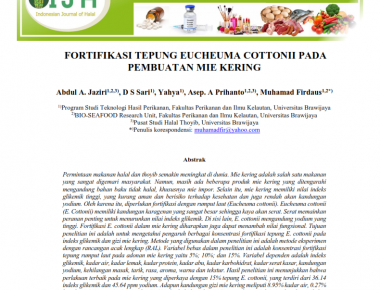 Fortifikasi Tepung Eucheuma cottonii pada Pembuatan Mie Kering