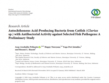 Autochthonous Acid-Producing Bacteria from Catfish (Clarias sp.) with Antibacterial Activity against Selected Fish Pathogens: A Preliminary Study